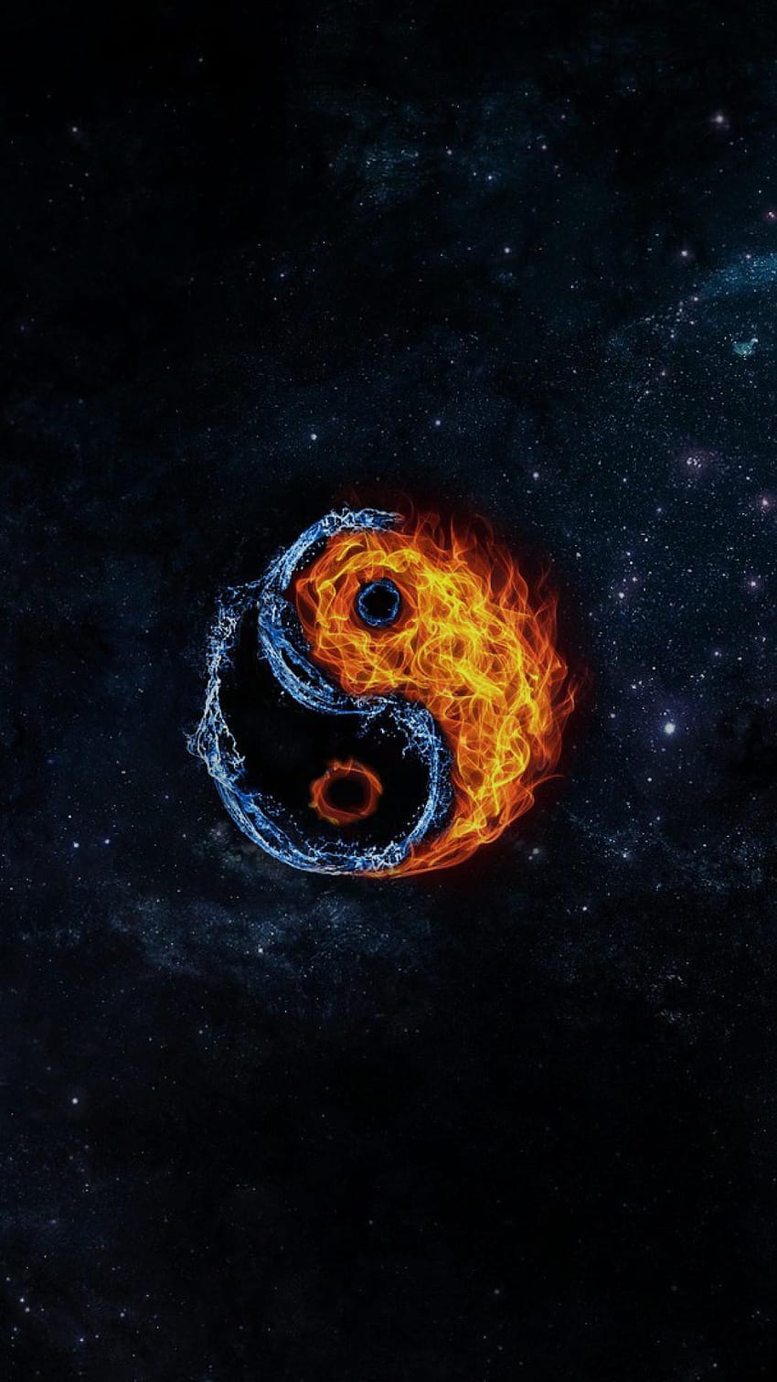 Ying and Yang, fire and water mobile HD phone wallpaper