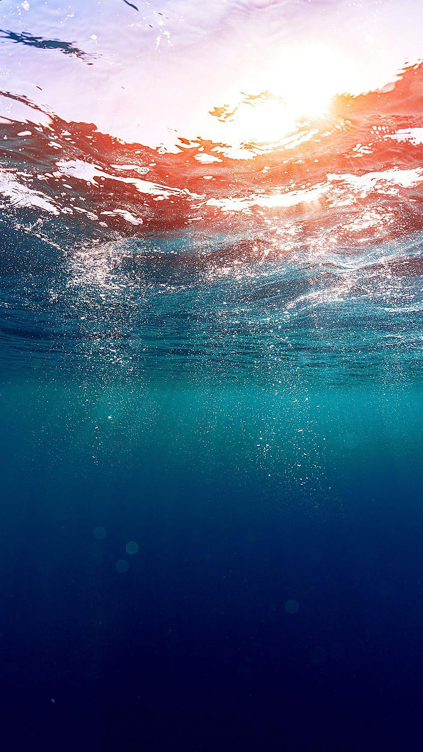 Dreamy Underwater Bubbles Sun Light iPhone, marzycielska syrenka na morzu Tapeta na telefon HD