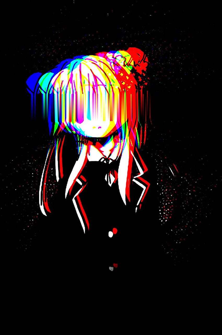 Download wallpaper 1400x1050 girl, glitch, interference, anime standard 4:3  hd background