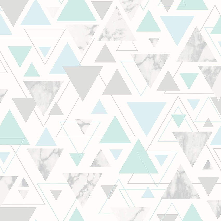Chantilly Geometric Marble Triangle Teal/Grey, pattterned HD phone wallpaper