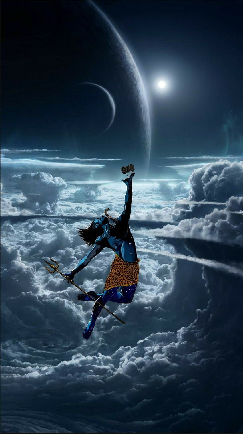 Lord Shiva como Nataraj em Brahmand Galaxy em pintura de arte criativa, deus mahadev Papel de parede de celular HD