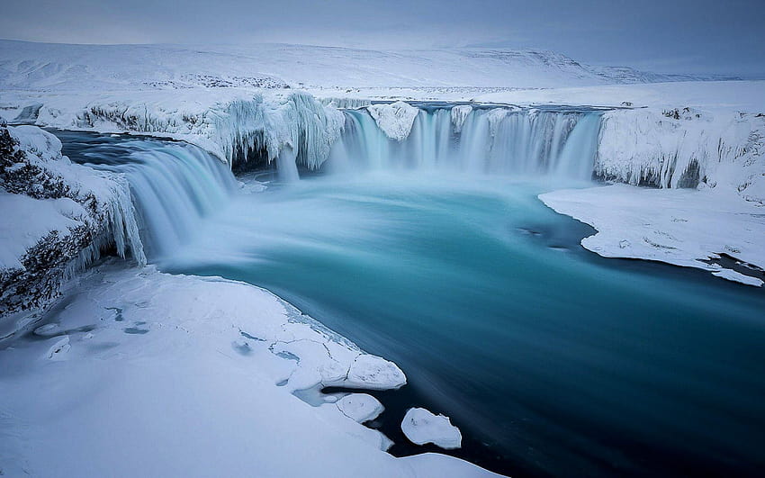 Ice Goðafoss Waterfall ในฤดูหนาว Snow Ice Iceland สำหรับ 2560x1600 : 13, winter ice pc วอลล์เปเปอร์ HD