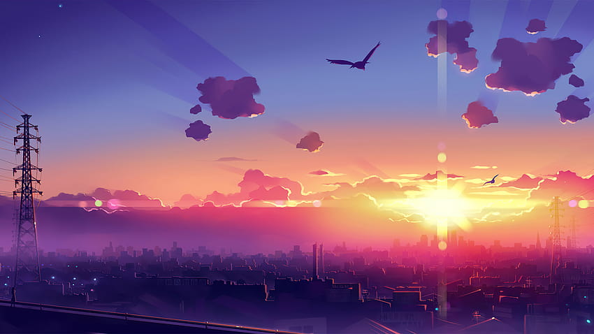 2560x1440 Anime Scenery Sunset 1440P Resolution , Backgrounds, and HD wallpaper