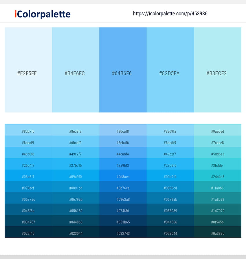 13 Esquemas de cores mais recentes com combinações de tons Alice Blue e Light Sky Blue Papel de parede de celular HD