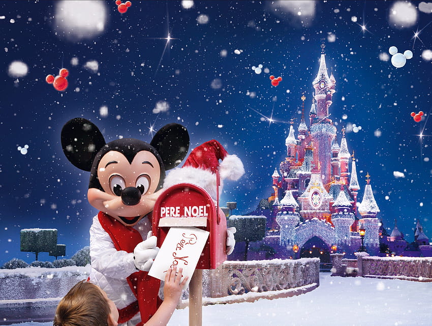 Mickey Mouse in Disneyland on Christmas and, mickey mouse winter HD wallpaper