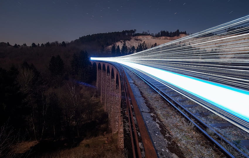 night, lights, train, railroad, Ghost Train , section разное HD wallpaper