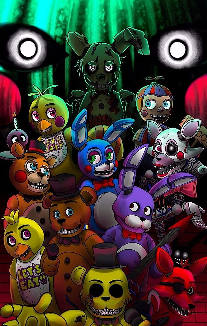 Poster Five Nights ในเกมของเฟรดดี้, คอลลาจ fnaf วอลล์เปเปอร์โทรศัพท์ HD