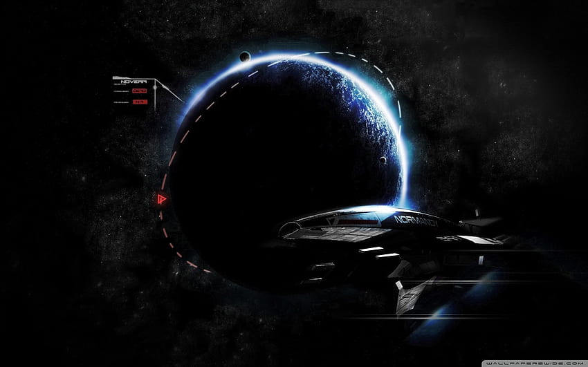: Mass Effect, планета, Земя, атмосфера, Нормандия sr 1, вселена, полунощ, тъмнина, екранна , компютър, космос, астрономически обект 1680x1050 HD тапет