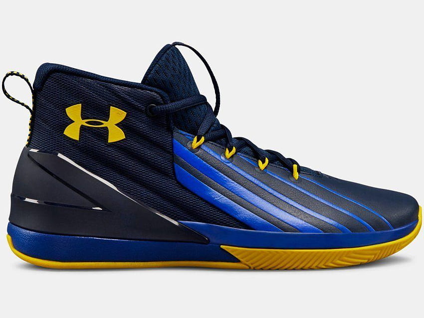 2018 Under Armour Mens UA Lockdown 3 Basketball Blue/Gold Stephen, steph curry shoes HD wallpaper