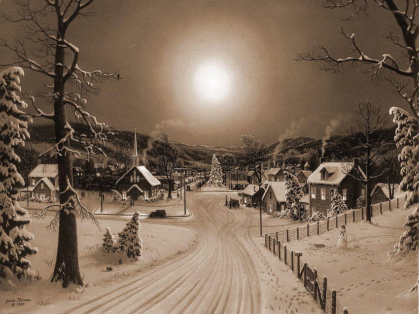 A Smoky Mountain Christmas scene HD wallpaper