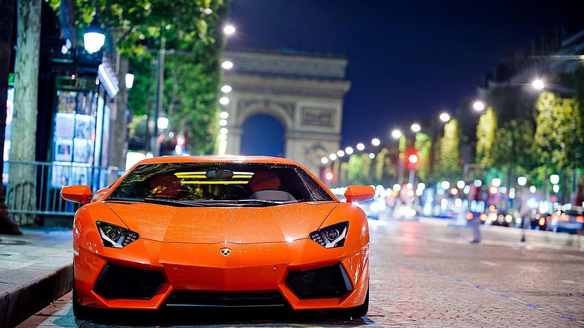 Lamborghini Aventador Night Shot HD wallpaper