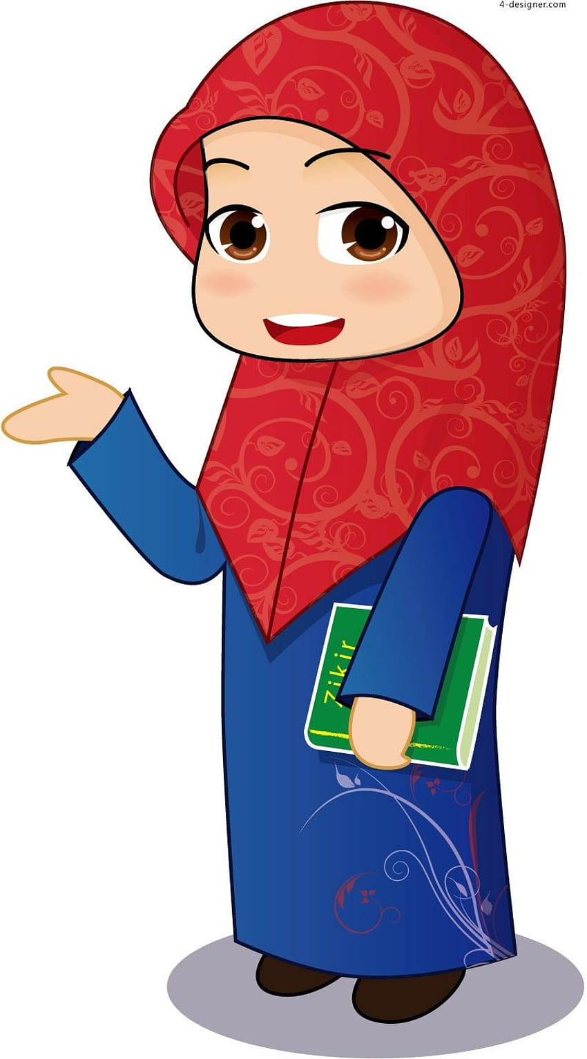 16 Cartoon Woman Vector, muslim girl cartoon HD phone wallpaper