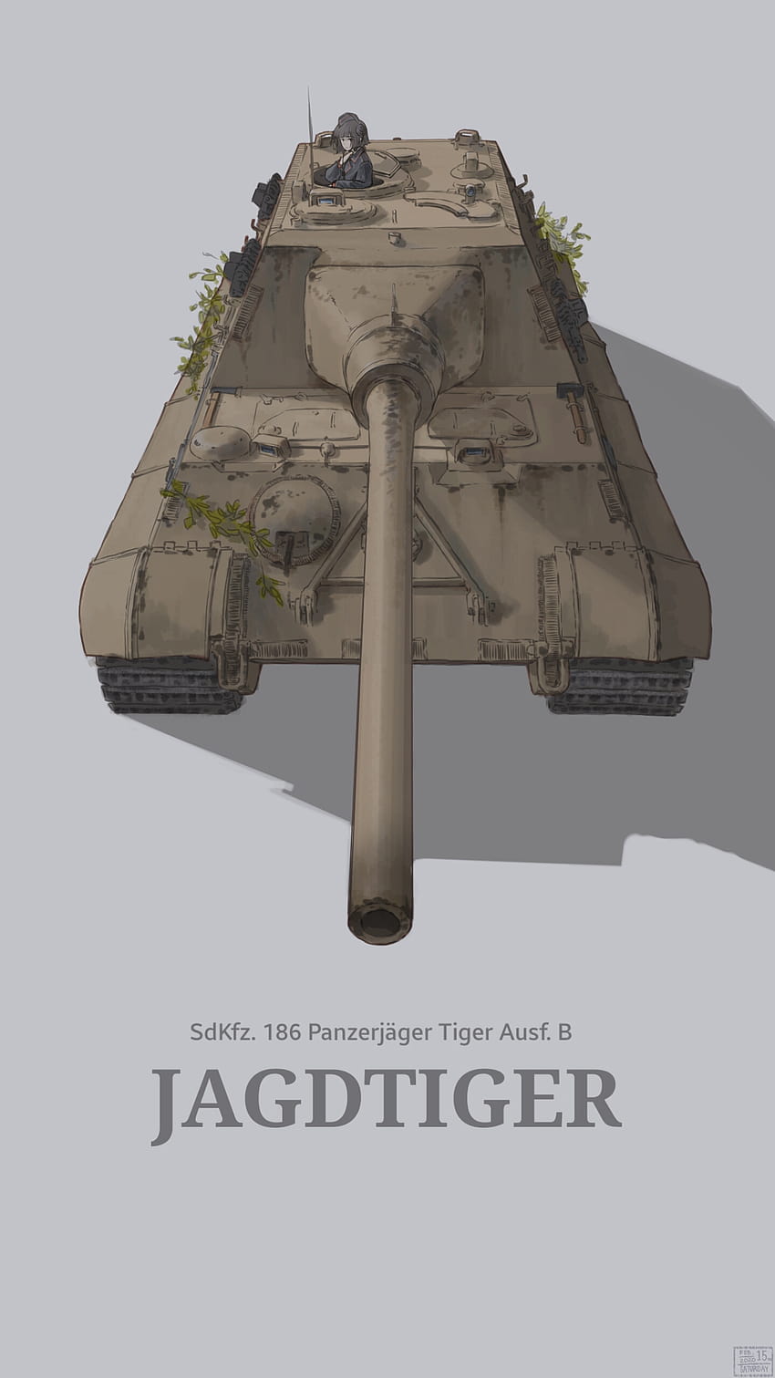 Mädchen und Panzer, gezeichnet vom nutzlosen, Jagdtiger, dem Panzer HD-Handy-Hintergrundbild