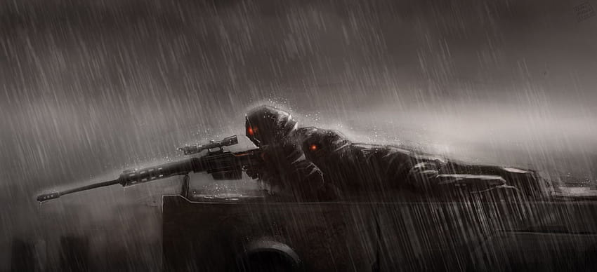 Sniper hujan sniper terletak posisi senapan sniper hujan, riffle Wallpaper HD