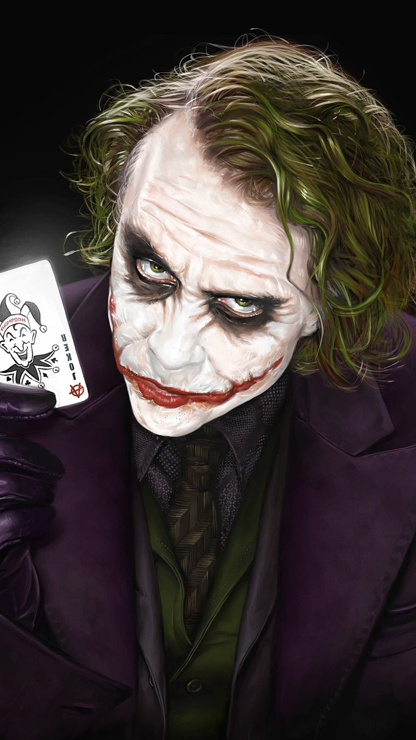 Joker, Heath Ledger, Kara Şövalye, Siyah/Karanlık, joker mobil karanlık HD telefon duvar kağıdı