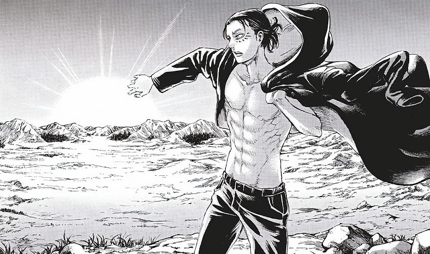Hat jemand Gutes von diesem Manga-Panel mit Eren und dem Sonnenuntergang? : attackontitan, eren manga HD-Hintergrundbild