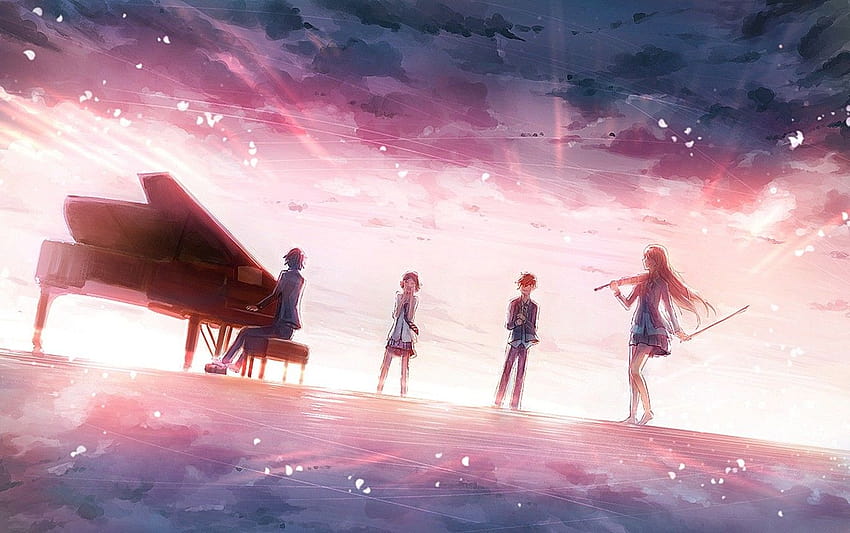 Shigatsu wa Kimi no Uso Miyazono Kaori #sky blond hair musical instrument  #violin #720P #wallpaper #hdwallpaper #desktop