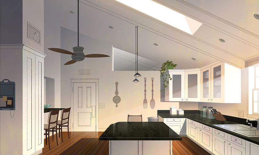 Dekorasi Ruang Makan: Latar Belakang Ruang Makan Anime, anime dapur Wallpaper HD