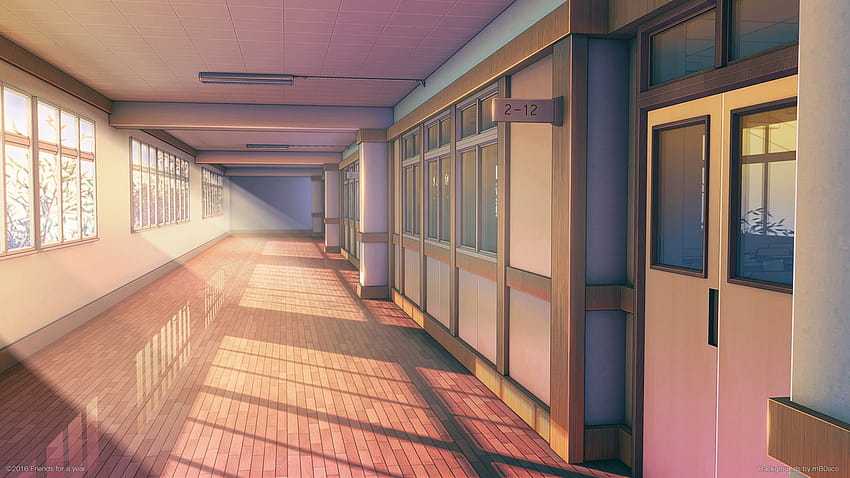 Schulkorridor von mB0sco im Jahr 2020, vordere Anime-Schule HD-Hintergrundbild