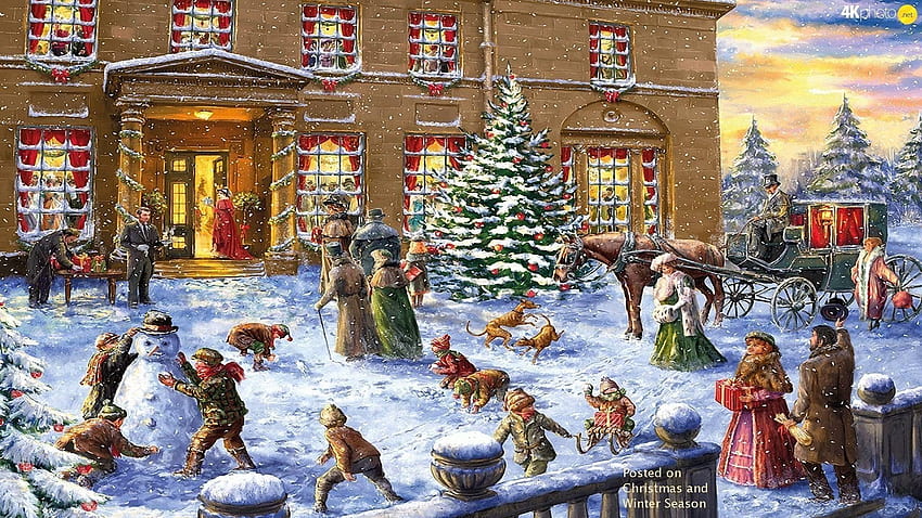 Victorian Christmas, vintage christmas HD wallpaper