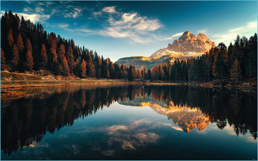 Dolomiti Italy Autumn Lago Antorno Landscape graphy HD wallpaper