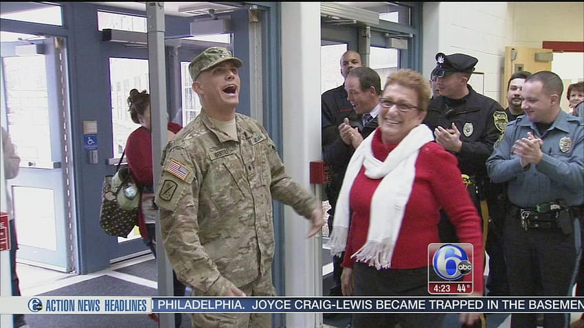 VIDEO: Soldier receives warm welcome home at Delco school HD wallpaper