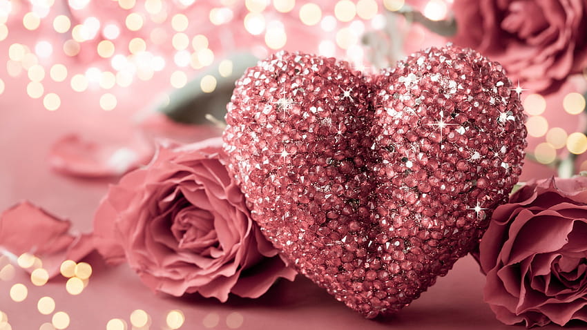 Sparkle and Pink Heart, corazón de brillo rosa del día de San Valentín fondo de pantalla