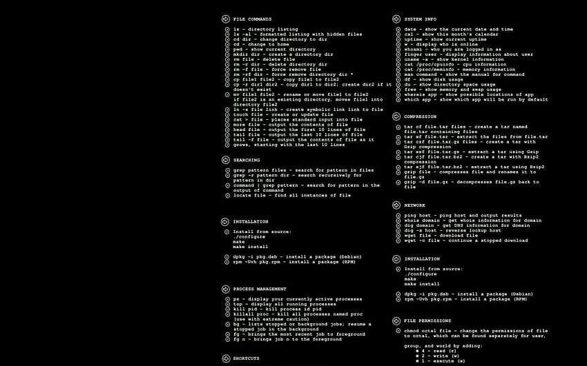 linux command cheat sheet and Backgrounds, linux commands HD wallpaper
