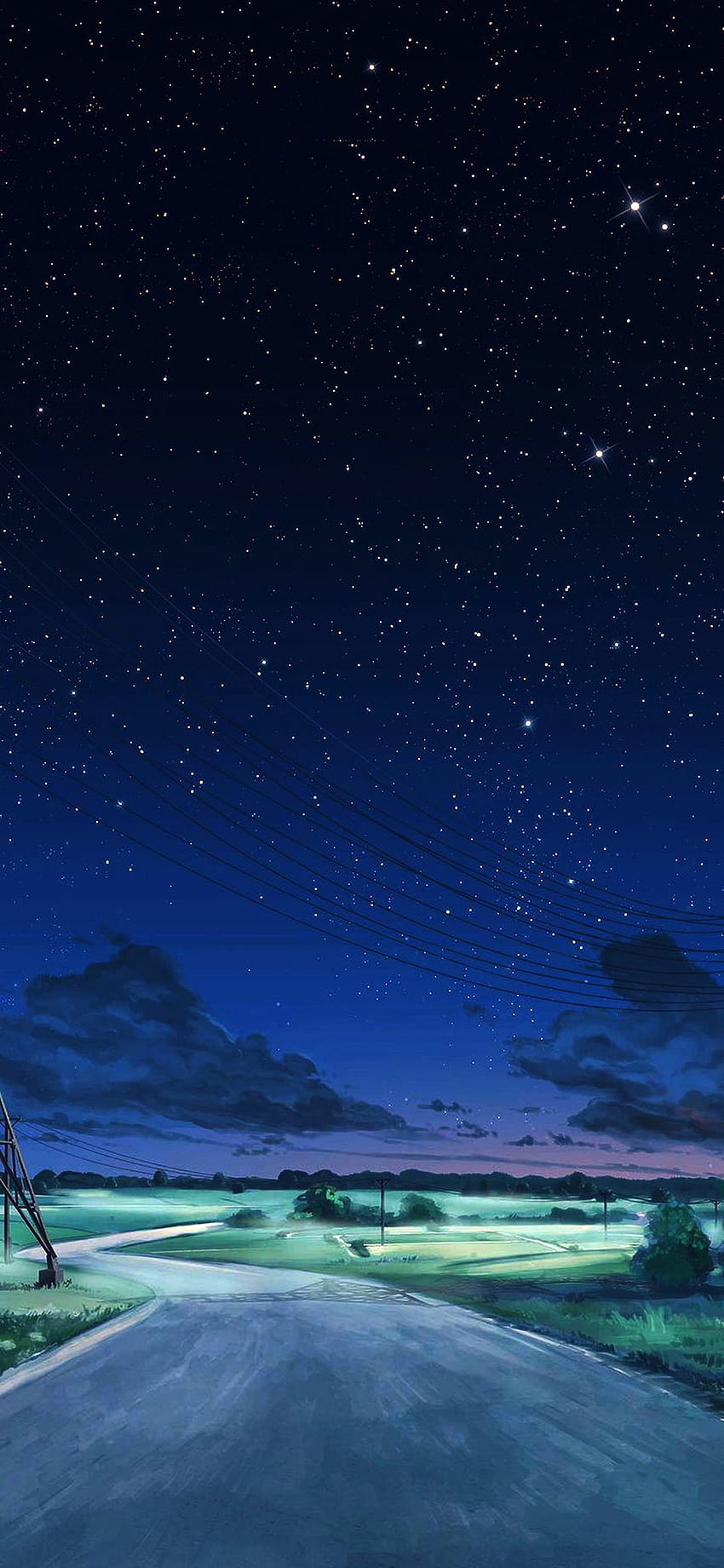 Anime Night Sky Phone, anime de cielo de invierno fondo de pantalla del teléfono