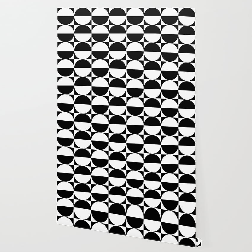 Mid Century Modern Half Circles Pattern Black and White by Tony Magner HD phone wallpaper
