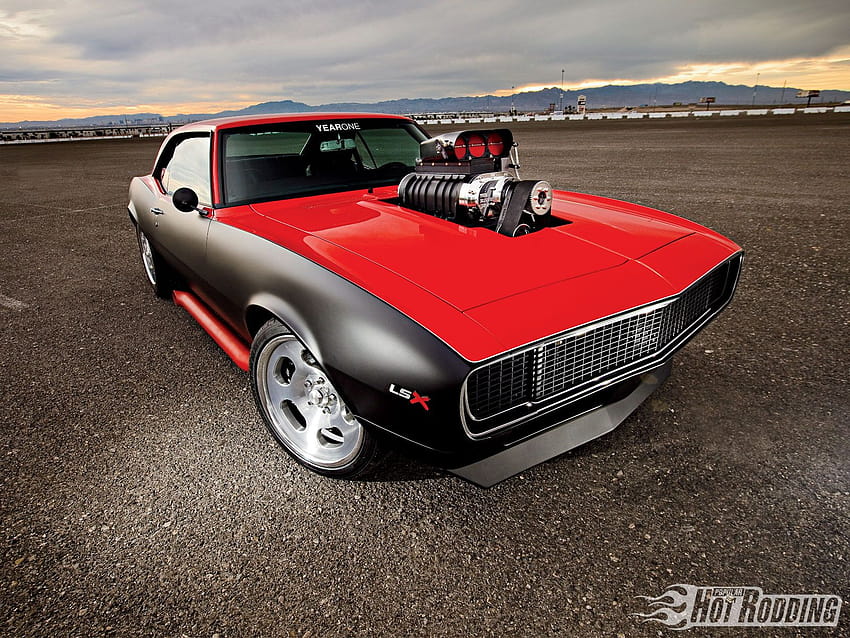 1968 Chevy Camaro hot rod blown blower engine muscle cars HD wallpaper