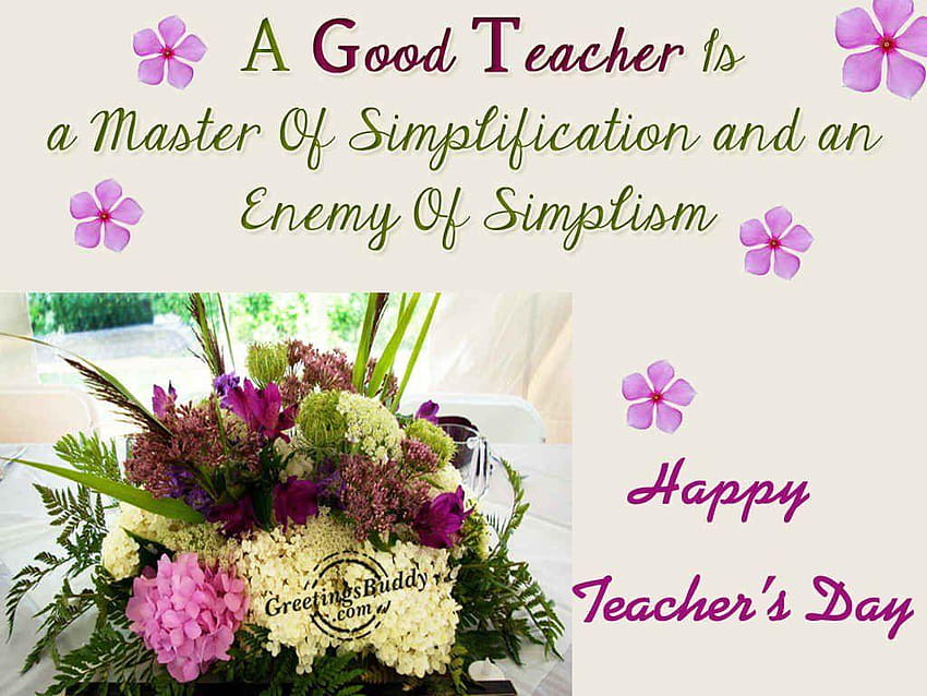 Красив световен ден на учителя Поздравителна картичка с пожелания HD тапет