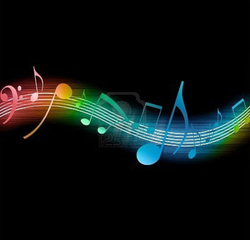4 Neon Music Notes, neon lock and key HD wallpaper