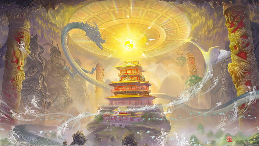 Celestial kingdom, dragon kingdom HD wallpaper