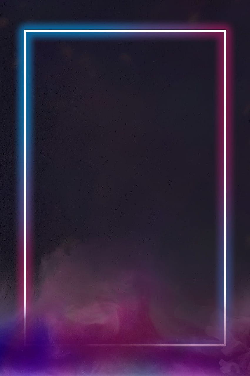 Rectangle neon frame psd gradient color smoke foggy, neon box HD phone wallpaper