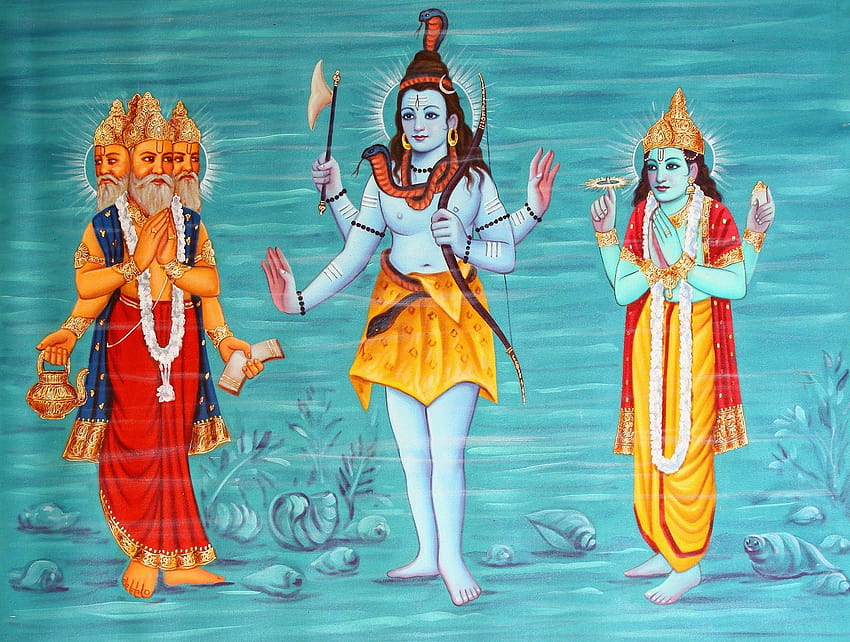 Warum wird Lord Brahma nicht verehrt? Kennen Sie die Top 4 der indischen Mythologie, Brahma Vishnu Mahesh HD-Hintergrundbild