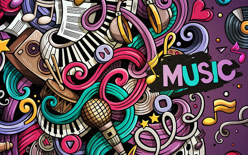 3840x2400 music, doodles, colorful, musical, doodling HD wallpaper