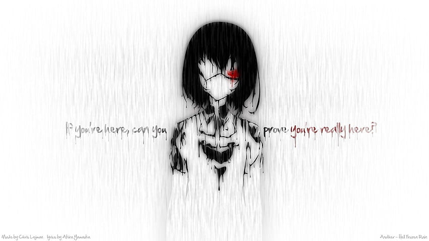 Raccapricciante pioggia di sangue cita tipografia benda sull'occhio anime anime girls, anime raccapricciante Sfondo HD