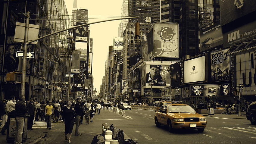 New York Yellow Taxi Times Square HD wallpaper
