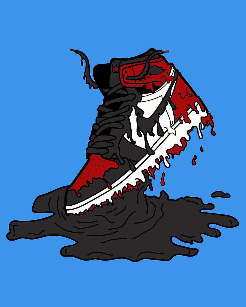 Как да нарисувате лого Nike Drip, капещи обувки HD тапет за телефон