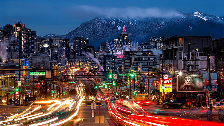 Ciudad nocturna de Vancouver Canadá fondo de pantalla