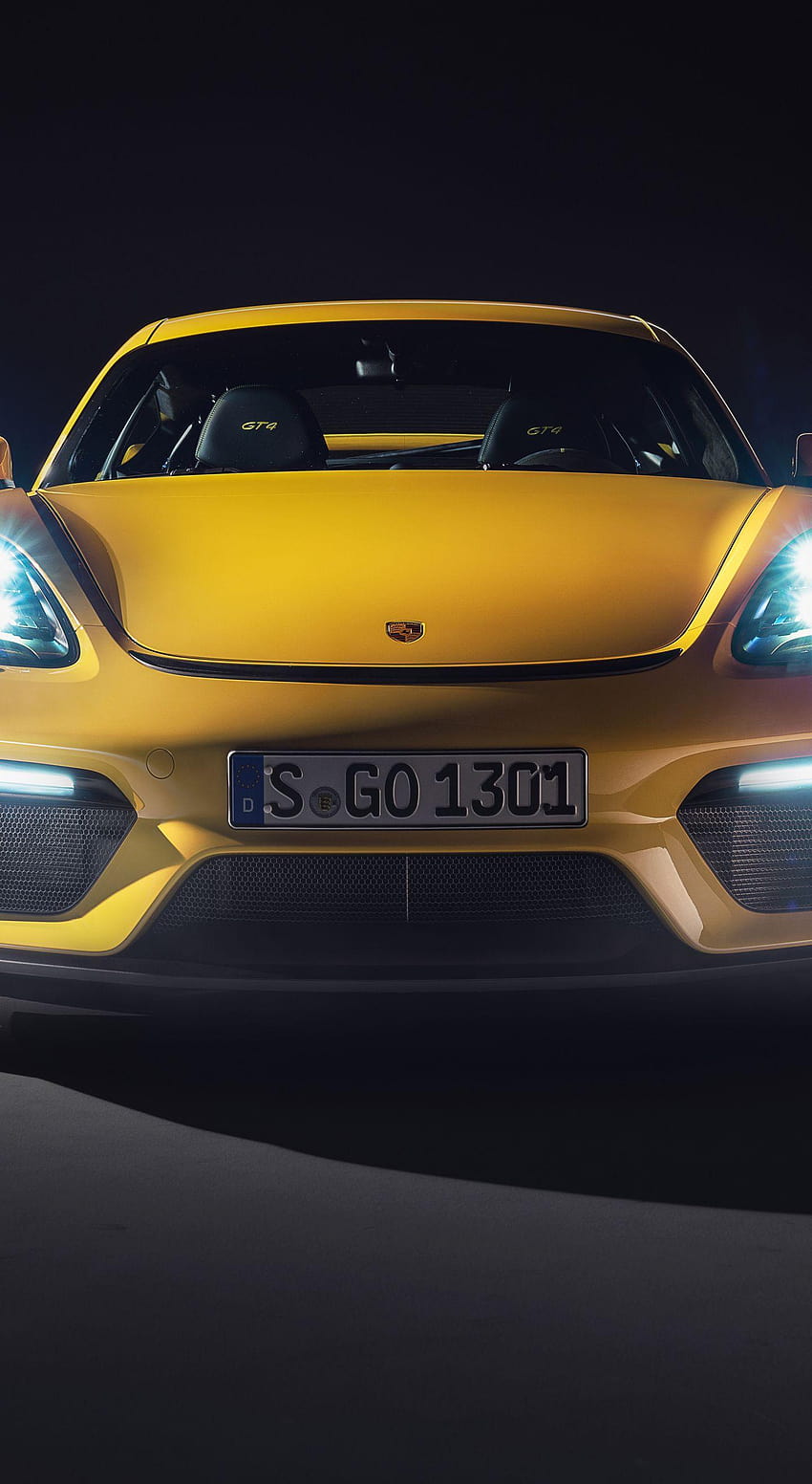 2019 yellow porsche 718 cayman gt4 sports car에 있는 핀 HD 전화 배경 화면