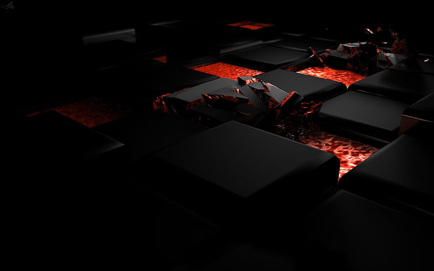 Black, Light, 3d Computer Graphics, Red, Night MacBook Pro 13, red cubes HD wallpaper