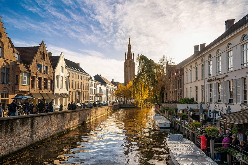 Canal Spiegelrei Bruges Belçika Arka Planlar HD duvar kağıdı