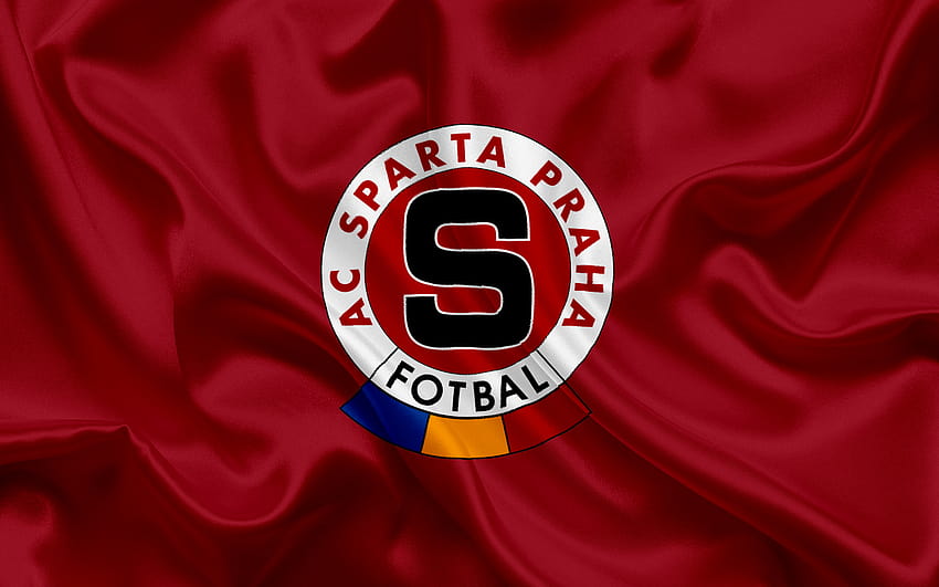 Sparta Praha, Fußballverein, Prag, Tschechische Republik, Emblem, Sparta-Logo, weinrote Seidenflagge, tschechische Fußballmeisterschaft mit einer Auflösung von 2560 x 1600. Hohe Qualität, Sparta Prag HD-Hintergrundbild