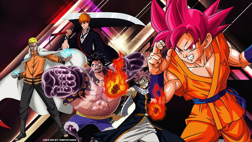 WindyEchoes tarafından Goku,Ichigo,Naruto,Luffy,Natsu Anime, goku naruto ichigo HD duvar kağıdı