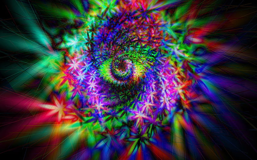psychedelic , Latar belakang, seni fraktal jamur berwarna-warni Wallpaper HD