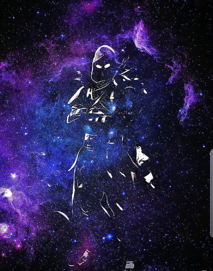 Ich habe die Rabenhaut angebracht, dann einen Galaxien-Hintergrund und daraus eine Fortnite-Galaxie 2020 gemacht HD-Handy-Hintergrundbild