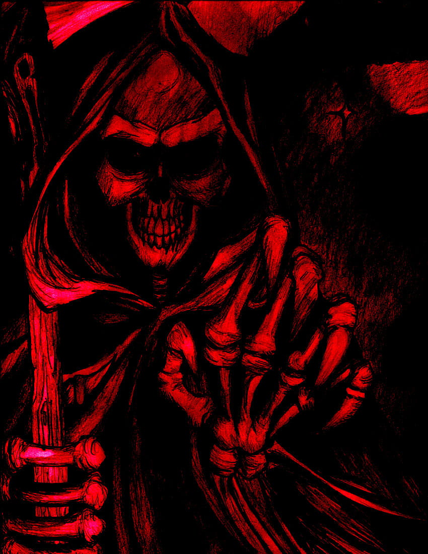 4 Badass Grim Reaper, kırmızı Azrail HD telefon duvar kağıdı