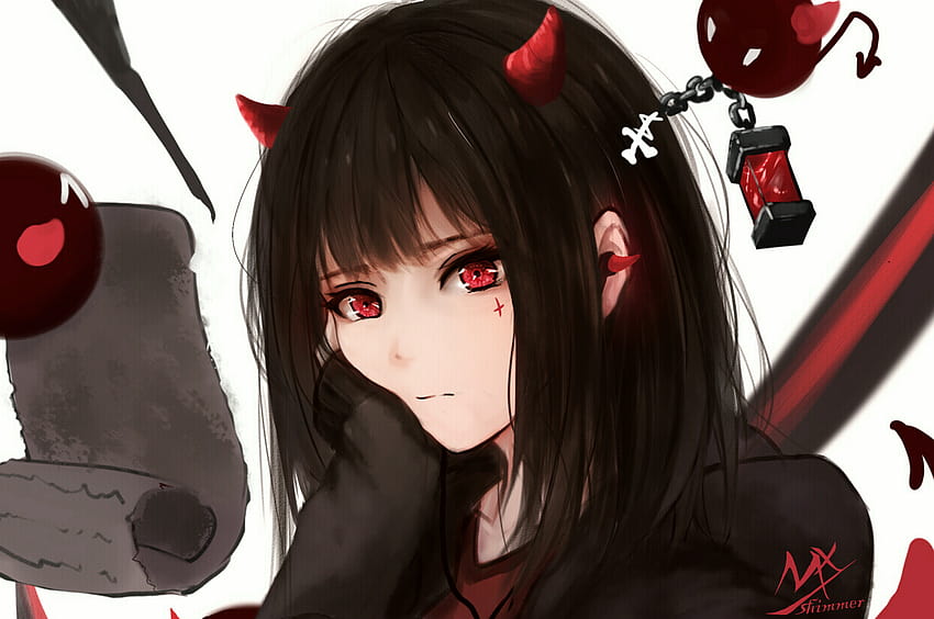 Papeis de parede Red Licorice Ver Mão Cabelo preto Meninas Anime Meninas  baixar imagens